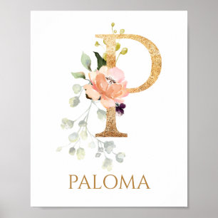 Brev P Monogram Rosa Peach ro Nursery Poster