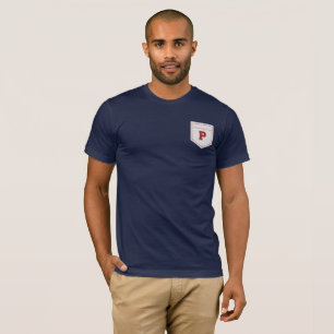 Brev P - Namn Alphabet Pocket Side Lämnat T Shirt