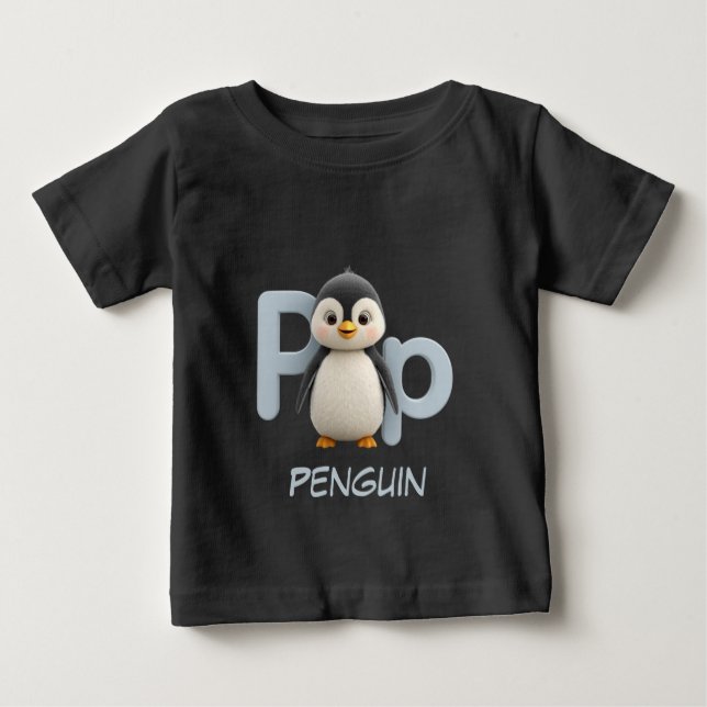 Brev P Pingvin Pedagogisk Barn T-Shirt | Versaler (Framsida)