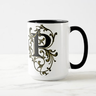 Brev "P" slogg in i guld- Vines - mugg