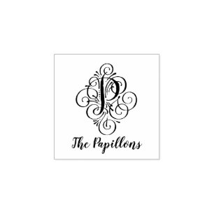 Brev P Ursprunglig Elegant, blommande Monogram Nam Stämpel