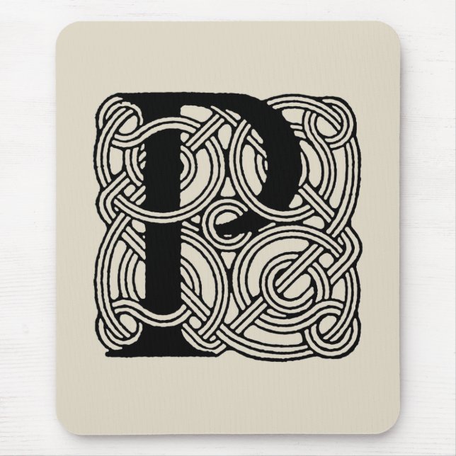 Brev P Vintage Celtic Knot Monogram Musmatta (Framsidan)