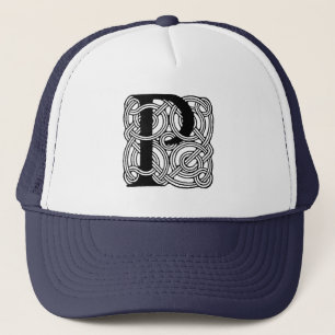 Brev P Vintage Celtic Knot Monogram Truckerkeps