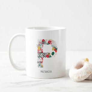 BREV P Whimsique Blommigt Brev Monogram I Mugg