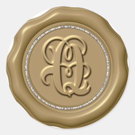 *~* Brev Q Diamond Circle GULD Vax sälschetter Runt Klistermärke