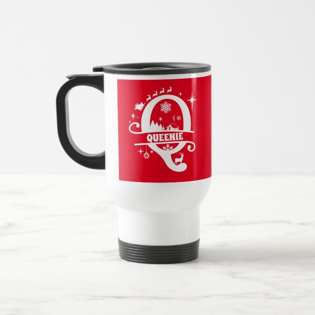 Brev Q jul Monogram Initial Namn Red Resemugg (Vänster)