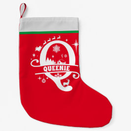 Brev Q jul Monogram Initial Namn Red White Liten Julstrumpa