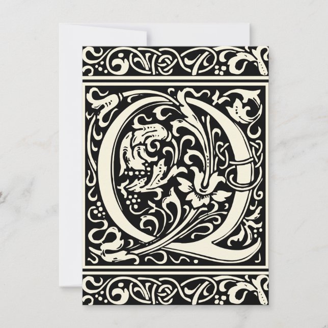 Brev Q Medieval Monogram Art nouveau Inbjudningar (Framsida)