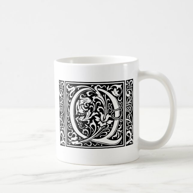 Brev Q Medieval Monogram Art nouveau Kaffemugg (Höger)