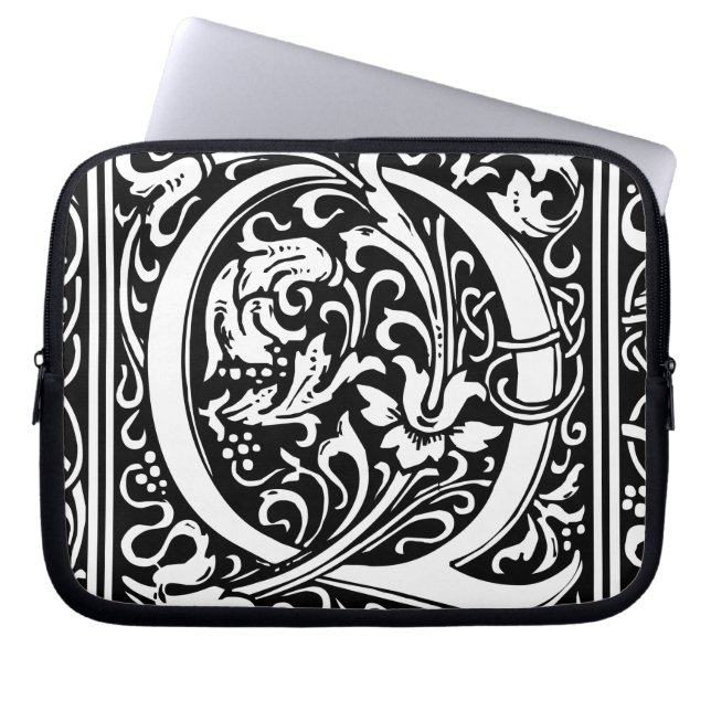 Brev Q Medieval Monogram Art nouveau Laptop Fodral (Framsidan)