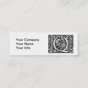 Brev Q Medieval Monogram Art nouveau Mini Visitkort