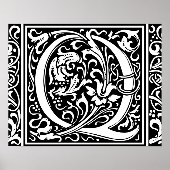 Brev Q Medieval Monogram Art nouveau Poster (Framsidan)