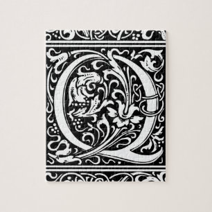 Brev Q Medieval Monogram Art nouveau Pussel