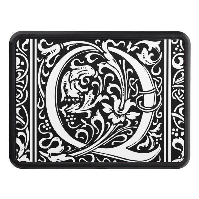 Brev Q Medieval Monogram Art nouveau Skydd För Dragkrok (Framsidan)