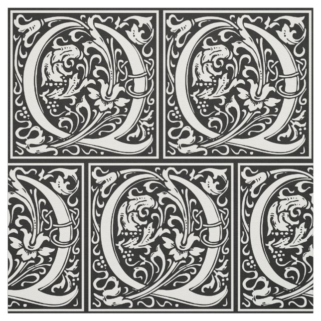 Brev Q Medieval Monogram Art nouveau Tyg (Provkarta)