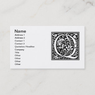 Brev Q Medieval Monogram Art nouveau Visitkort