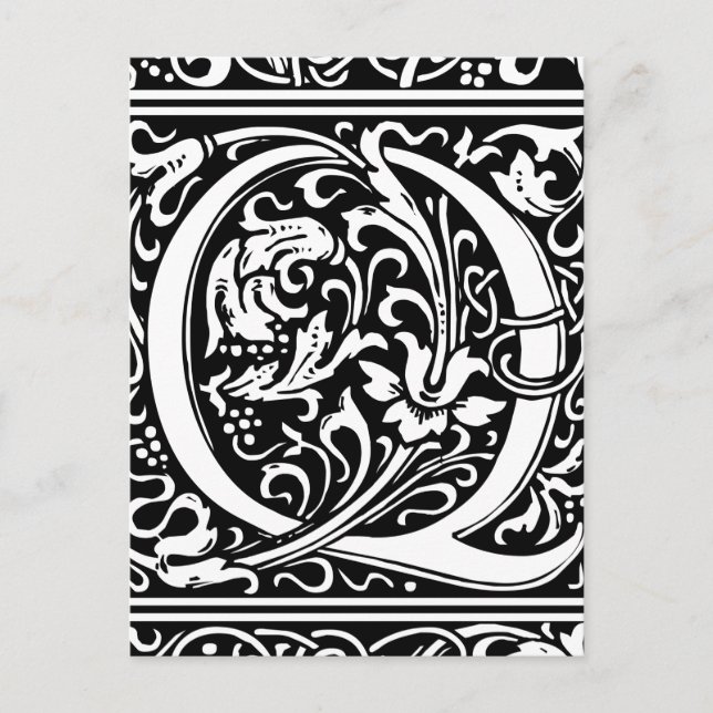 Brev Q Medieval Monogram Art nouveau Vykort (Framsida)