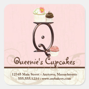 Brev Q Monogram Cuptårta Logotyp Business Stickers Fyrkantigt Klistermärke
