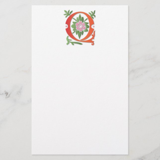 Brev Q Monogram Fleur de lis Brevpapper (Framsida)