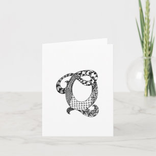 Brev Q Monogram i svartvitt Anteckningskort