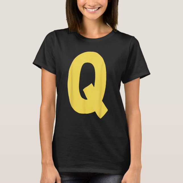 Brev Q stor och djärv i gult T Shirt (Framsida)