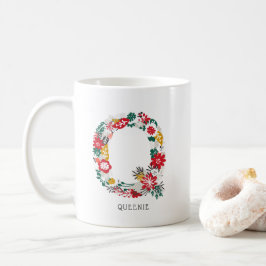 BREV Q | Whimsique Blommigt Brev Monogram I Mugg