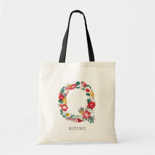 BREV Q Whimsique Blommigt Brev Monogram I Tygkasse