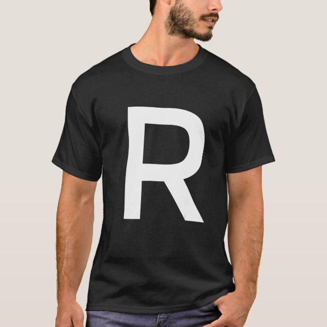 Brev R Alphabet Initial Monogram T Shirt (Framsida)