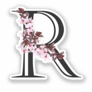 Brev R, Cherry Blommar Sticker Klistermärken