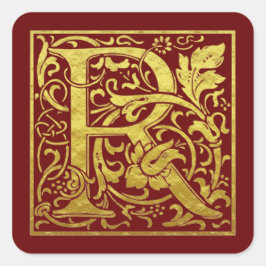 Brev R First Brev Faux Guld Red Fyrkantigt Klistermärke