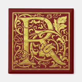 Brev R First Brev Faux Guld Red Magnet