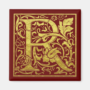 Brev R First Brev Faux Guld Red Magnet