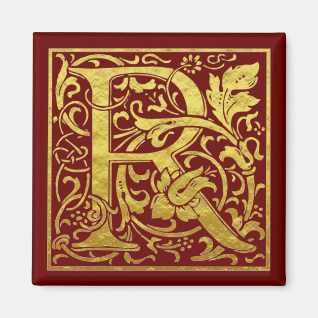 Brev R First Brev Faux Guld Red Magnet (Framsidan)