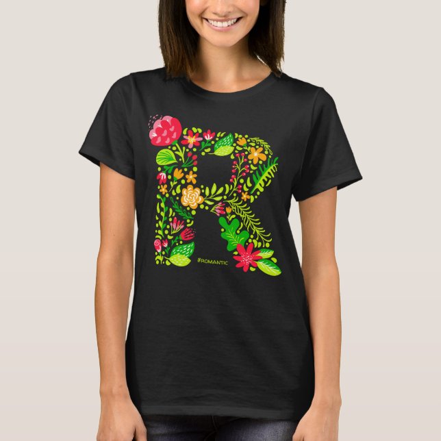 Brev R i Flowers T-Shirt (Framsida)