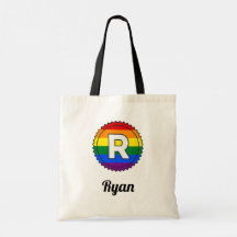 Brev R Initial & Namn Gay pride Rainbow Monogram