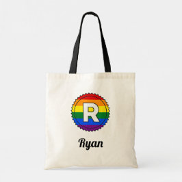 Brev R Initial & Namn Gay pride Rainbow Monogram Tygkasse