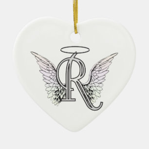 Brev R märka med sina initialer monogramen med Julgransprydnad Keramik