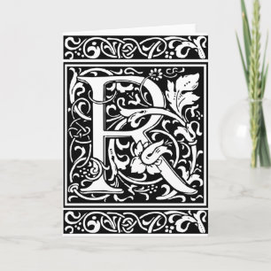 Brev R Medieval Monogram Art nouveau Anteckningskort