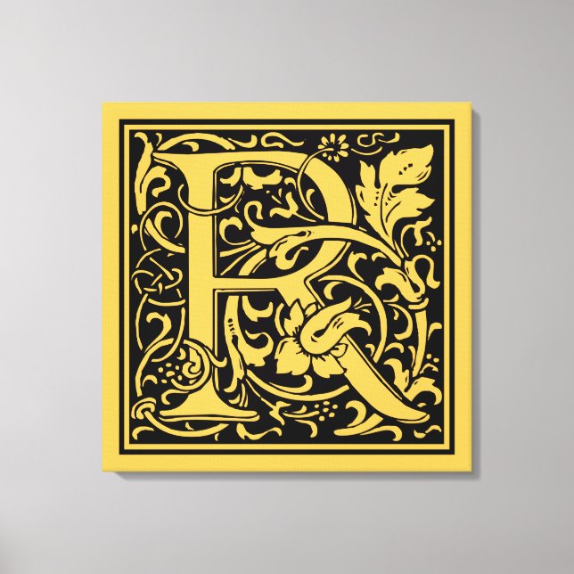 Brev R Medieval Monogram Art nouveau Canvastryck (Framsida)