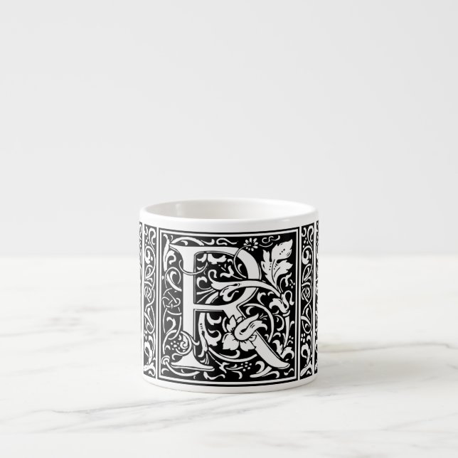 Brev R Medieval Monogram Art nouveau Espressomugg (Framsidan)