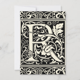 Brev R Medieval Monogram Art nouveau Inbjudningar
