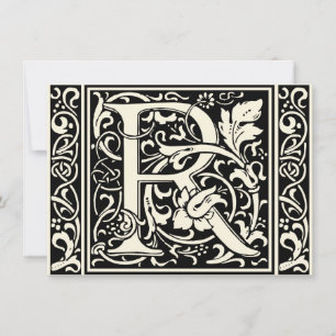 Brev R Medieval Monogram Art nouveau Inbjudningar