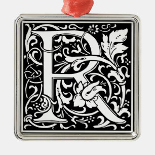 Brev R Medieval Monogram Art nouveau Julgransprydnad Metall