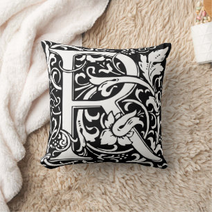 Brev R Medieval Monogram Art nouveau Kudde