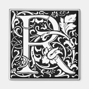 Brev R Medieval Monogram Art nouveau Magnet