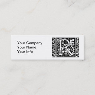 Brev R Medieval Monogram Art nouveau Mini Visitkort