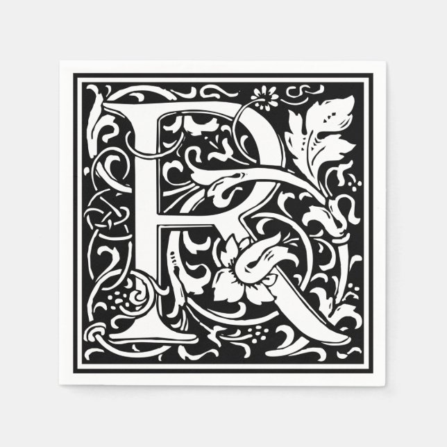 Brev R Medieval Monogram Art nouveau Pappersservett (Framsidan)