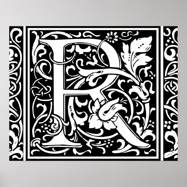 Brev R Medieval Monogram Art nouveau Poster (Framsidan)