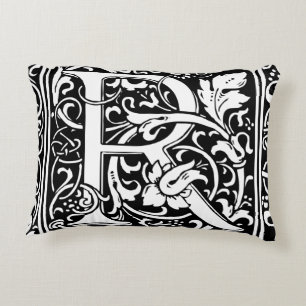 Brev R Medieval Monogram Art nouveau Prydnadskudde