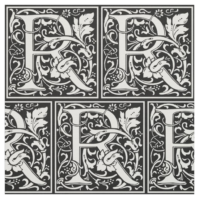 Brev R Medieval Monogram Art nouveau Tyg (Provkarta)